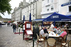 Brittany Prints: People at the old town of St. Malo, Brittany, France, Europe