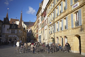 Pavement Cafes Prints: People at outdooor cafes, Neuchatel, Switzerland, Europe
