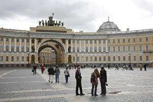 Palace Square Prints: People at the Palace Square Dvortsovaya Polshchad, St. Petersburg, Russia, Europe