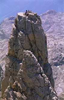 Rock Climbing Prints: Four People on The Picos de Europa, Spain, Europe