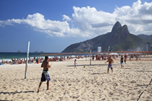 Tennis Prints: People playing tennis on Ipanema beach at dawn, Rio de Janeiro, Brazil, South America