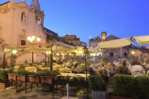Radiant Prints: People in a restaurant, Taormina, Sicily, Italy, Europe