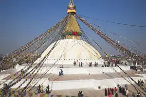 New Year Prints: People at stupa during Lhosar (Tibetan and Sherpa New Year festival)
