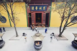 People visiting Lingyin Temple built in AD 326 in Lingyin Temple Forest Park