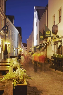 Tallinn Prints: People walking along Dunkri Street, Tallinn, Estonia, Baltic States, Europe