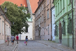 Slovakia Prints: People walking along Kapitulska Street in Old Town, Bratislava, Slovakia, Europe