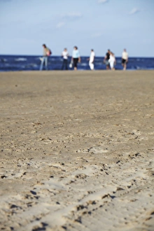 Latvia Prints: People walking on Majori Beach, Jurmala, Riga, Latvia, Baltic States, Europe