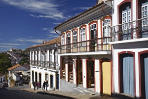 Colonialism Prints: People walking along street, Ouro Preto