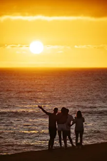 4 People Prints: People watching sunset, Camps Bay, Cape Town, Western Cape, South Africa, Africa