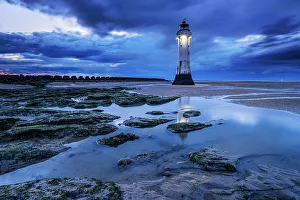 Guidance Prints: Perch Rock Lighthouse and the sands of New Brighton at twilight