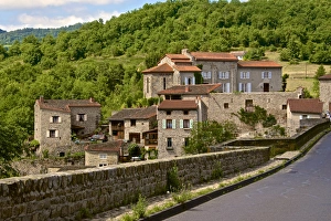 Auvergne Prints: Perched medieval village, Allier River, Auvergne, Haute Loire, France, Europe