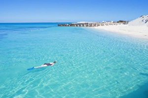 Images Dated 30th December 2008: Person snorkelling near tropical beach, Dry Tortugas National Park, Florida
