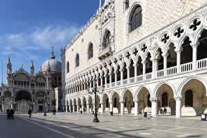 Street Lamps Prints: Perspective of the Doges Palace and the Basilica of San Marco