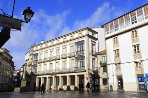 Stereotypically Spanish Prints: Pescaderia Vella Plaza in Old Town, Santiago de Compostela, Galicia, Spain, Europe