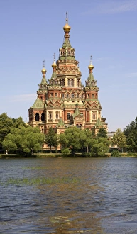 Peterhof Prints: Peter and Paul church seen from Tsarina Pavilion, Peterhof, St