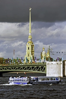 River Boat Prints: Peter and Paul Fortress on Neva riverside, UNESCO World Heritage Site, St. Petersburg