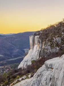 Oaxaca Prints: Petrified Waterfall at dusk, elevated view
