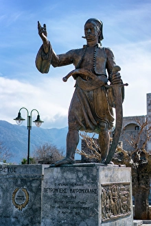 Identity Prints: Petrobey Mavromichalis statue in Areopoli, Mani Peninsula, Peloponnese, Greece