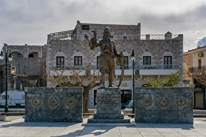 Sculptural Prints: Petrobey Mavromichalis statue in Areopoli, Mani Peninsula, Peloponnese, Greece