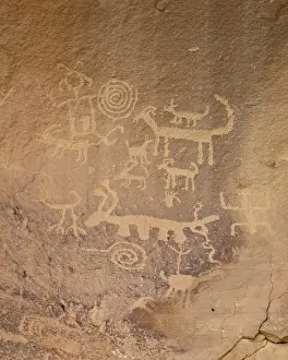 Petroglyphs near Una Vida, Chaco Culture National Historical Park, UNESCO World Heritage Site, New Mexico, United States of America, North America