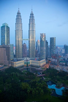 Malaysian Prints: Petronas Towers at daybreak, Kuala Lumpur, Malaysia, Southeast Asia, Asia