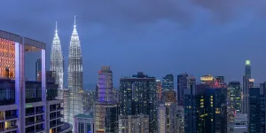 Downtown Prints: Petronas Towers at dusk, Kuala Lumpur, Selangor, Malaysia