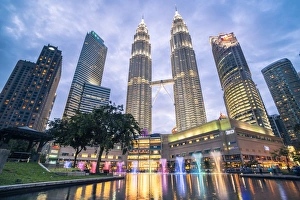Kuala Lumpur Prints: Petronas Twin Towers light display at night, Kuala Lumpur, Malaysia, Southeast Asia, Asia