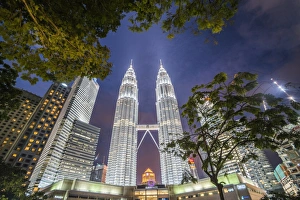 Kuala Lumpur Prints: Petronas Twin Towers at night, Kuala Lumpur, Malaysia, Southeast Asia, Asia