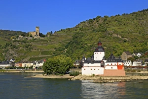 Rhine Valley Prints: Pfalzgrafenstein and Gutenfels Castle, Kaub, Rhine Valley, Rhineland-Palatinate, Germany