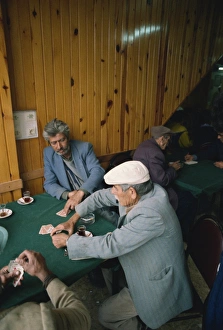Cards Prints: Phaeton drivers playing cards, Buyuk Ada, Princes Islands (Kizil Adalar), Turkey, Eurasia