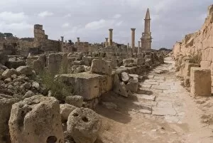 Images Dated 16th October 2007: Phoenician Mausoleum and Byzantine Wall, at the Roman site of Sabratha