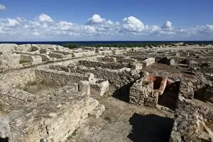 Images Dated 18th October 2010: Phoenician ruins with Mediterranean Sea beyond, Kerkouane Archaeological Site