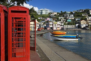Street Furniture Prints: Phone box in Carenage Harbour, St