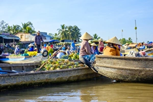 Can Tho Prints: Phong Dien floating market, Phong Dien District, Can Tho, Mekong Delta, Vietnam, Indochina