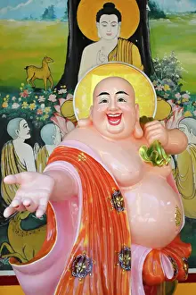 Tan Chau Prints: Phu Son Tu Buddhist temple, Smiling Buddha (Happy Maitreya) Buddha statue