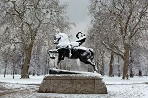 Human Likeness Gallery: Physical Energy statue in winter, Kensington Gardens, London, England, United Kingdom, Europe