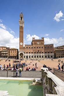 Siena Prints: Piazza del Campo with the old Palazzo Pubblico