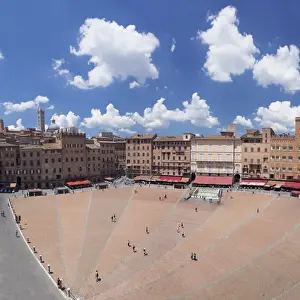 Siena Prints: Piazza del Campo, Santa Maria Assunta Cathedral behind, Siena, UNESCO World Heritage Site