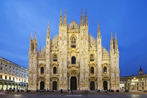 Milan Prints: Piazza del Duomo and the Duomo, Gothic style cathedral, Milan, Lombardy, Italy, Europe