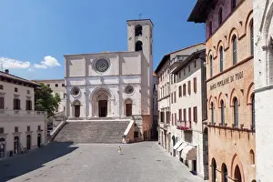 Typically Italian Prints: Piazza del Popolo Square, Duomo Santa Maria Cathedral, Todi, Perugia District, Umbria