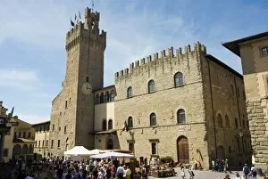 Piazza della Liberta and Antiquarian Fair, Town Hall Tower, Arezzo, Tuscany