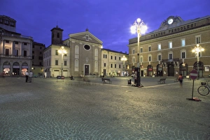 Squares Prints: Piazza della Repubblica at dusk, Jesi, Marche, Italy, Europe