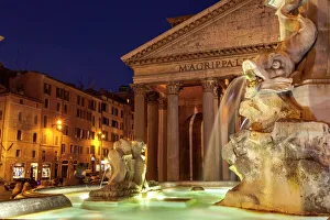 Typically Italian Prints: Piazza della Rotonda and The Pantheon, Rome, Lazio, Italy, Europe