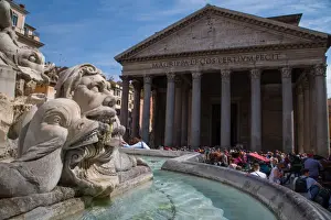 Roman Civilization Prints: Piazza Della Rotonda and The Pantheon, UNESCO World Heritage Site, Rome, Lazio, Italy