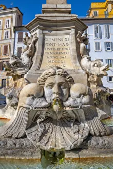 Piazza della Rotunda, Fontana del Pantheon, Pigna, Rome, Lazio, Italy, Europe