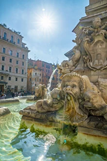 Flowing Gallery: Piazza della Rotunda, Fontana del Pantheon, Pigna, Rome, Lazio, Italy, Europe