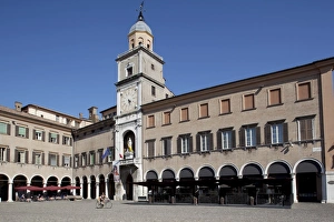 Piazza Grande Prints: Piazza Grande Clock Tower, Modena, Emilia Romagna, Italy, Europe