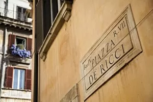 Images Dated 29th October 2008: Piazza de Ricci street sign, Rome, Lazio, Italy, Europe
