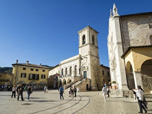 Bell Tower Prints: Piazza San Benedetto, Norcia, Umbria, Italy, Europe