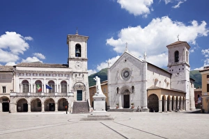 Perugia District Prints: Piazza San Benedetto Square, Norcia, Monti Sibillini National Park, Perugia District